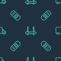 Set line Router and wi-fi signal, Remote control and Delivery cargo truck on seamless pattern. Vector