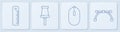 Set line Ruler, Computer mouse, Push pin and Bezier curve. White square button. Vector
