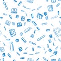 Set line Ruler, Paint brush and Laptop and cursor on seamless pattern. Vector