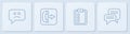 Set line Sad smile, Online quiz, test, survey, Outgoing call phone and Speech bubble chat. White square button. Vector