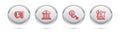 Set line Safe, Bank building, Dollar rate decrease and Drop crude oil price. Silver circle button. Vector Royalty Free Stock Photo