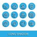 Set line Satellites orbiting the Earth, Map pin, Route location, Push, Folded map with marker, and icon. Vector