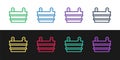 Set line Sauna bucket icon isolated on black and white background. Vector Royalty Free Stock Photo