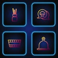 Set line Sauna hat, bucket, Aroma diffuser and Massage. Gradient color icons. Vector Royalty Free Stock Photo