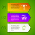 Set line Sausage on the fork, Beer pong game and brewing process. Business infographic template. Vector Royalty Free Stock Photo