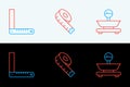 Set line Scales, Corner ruler and Measuring tape icon. Vector
