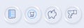 Set line Scanner scanning bar code, Piggy bank, Shopping cart and list icon. Vector