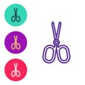 Set line Scissors icon isolated on white background. Tailor symbol. Cutting tool sign. Set icons colorful. Vector Royalty Free Stock Photo