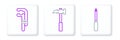 Set line Screwdriver, Clamp tool and Claw hammer icon. Vector Royalty Free Stock Photo