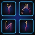 Set line Screwdriver, Folding ruler, Wrench spanner and Pliers tool. Gradient color icons. Vector Royalty Free Stock Photo