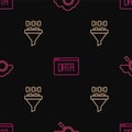 Set line Search cloud computing, Binary code and Data analysis on seamless pattern. Vector Royalty Free Stock Photo