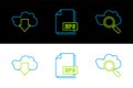 Set line Search cloud computing, Cloud download and EPS file document icon. Vector Royalty Free Stock Photo