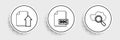 Set line Search cloud computing, Upload file document and DOC icon. Vector Royalty Free Stock Photo