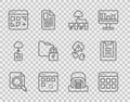 Set line Search concept with folder, Browser files, Computer network, Loading data window, Different, Folder and lock Royalty Free Stock Photo