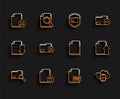 Set line Search concept with folder, Delete file document, PDF, Cloud and shield, Upload and Document icon. Vector Royalty Free Stock Photo
