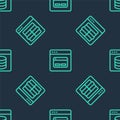 Set line Search engine, MySQL code and Server, Data, Web Hosting on seamless pattern. Vector