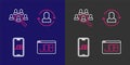 Set line Search job, Exchange work and Magnifying glass for search icon. Vector