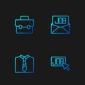 Set line Search job, Tie, Briefcase and . Gradient color icons. Vector Royalty Free Stock Photo