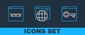 Set line Secure your site with HTTPS, SSL, Browser window and Search engine icon. Vector Royalty Free Stock Photo