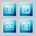 Set line Secure your site with HTTPS, SSL, Web developer programming code, Digital speed meter and Online shopping on Royalty Free Stock Photo
