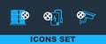 Set line Security camera service, Database server and Power bank icon. Vector Royalty Free Stock Photo