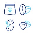 Set line Seed, Coffee beans and Bag flour icon. Vector