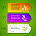Set line Server, Data, Artificial intelligence robot and Algorithm. Business infographic template. Vector Royalty Free Stock Photo