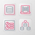 Set line Server, Data, Computer api interface, Neural network and icon. Vector Royalty Free Stock Photo