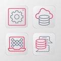 Set line Server, Data, Neural network, Cloud database and Computer api interface icon. Vector Royalty Free Stock Photo