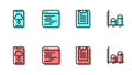 Set line Server, Data report, Cloud technology data transfer, Software and analysis icon. Vector Royalty Free Stock Photo