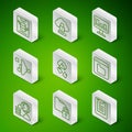 Set line Server, Data report, Folder and lock, Data, Web Hosting, Cloud hacking, Filter setting, computing, Network Royalty Free Stock Photo