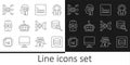 Set line Server, Data, Web developer programming code, Artificial intelligence robot, AI, Neural network, and Humanoid Royalty Free Stock Photo