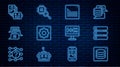 Set line Server, Data, Web developer programming code, Computer api interface, Chat bot, Artificial intelligence robot Royalty Free Stock Photo