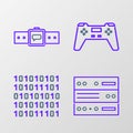 Set line Server, Data, Web Hosting, Binary code, Gamepad and Smartwatch icon. Vector Royalty Free Stock Photo