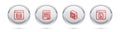 Set line Server, Data, Web Hosting, Books about programming, Computer and Software. Silver circle button. Vector Royalty Free Stock Photo