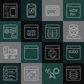 Set line Server, Data, Web Hosting, Code terminal, Hacker or coder, Keyboard, Binary, Browser setting, Software and Royalty Free Stock Photo