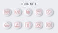 Set line Server, Data, Web Hosting, development, Computer, Browser with shield, Binary code, Programming language syntax Royalty Free Stock Photo
