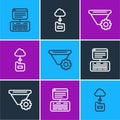 Set line Server, Data, Web Hosting, Filter setting and Cloud technology data transfer icon. Vector Royalty Free Stock Photo
