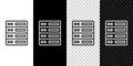Set line Server, Data, Web Hosting icon isolated on black and white background. Vector Royalty Free Stock Photo