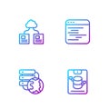 Set line Server, Data, Web Hosting, Network cloud connection, Cloud technology data transfer and Software. Gradient Royalty Free Stock Photo