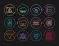 Set line Server, Data, Web Hosting, with shield, Cloud computing lock, Network cloud connection, Mobile exclamation mark Royalty Free Stock Photo