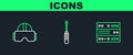 Set line Server, Data, Web Hosting, Virtual reality glasses and Screwdriver icon. Vector