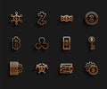 Set line Server and gear, Crossed pickaxe, Blockchain technology Ethereum ETH, Cryptocurrency wallet, coin Bitcoin