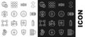Set line Server and gear, USB flash drive, Mining farm, Cryptocurrency bitcoin circle with microchip circuit, Bitcoin