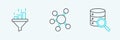 Set line Server, Sales funnel with chart and Project team base icon. Vector
