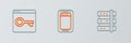 Set line Server, Secure your site with HTTPS, SSL and Mobile phone icon. Vector Royalty Free Stock Photo