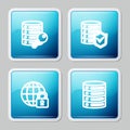 Set line Server security with key, shield, Global lockdown and Server, Data, Web Hosting icon. Vector Royalty Free Stock Photo