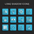 Set line Server security with lock, Time Management, Cyber, Open padlock, Lock and check mark, and Cloud computing icon Royalty Free Stock Photo