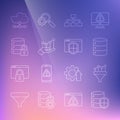 Set line Server with shield, Sales funnel chart, Server, Data, Web Hosting, Hierarchy organogram, Pie infographic Royalty Free Stock Photo