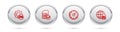 Set line Setting 5G network, Sim card, Digital speed meter and Globe Card. Silver circle button. Vector Royalty Free Stock Photo